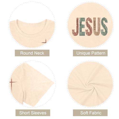 Christian Shirts for Women Jesus Tees Faith Shirts Bible Verse Print Tops - color: Apricot2, size: X-Large