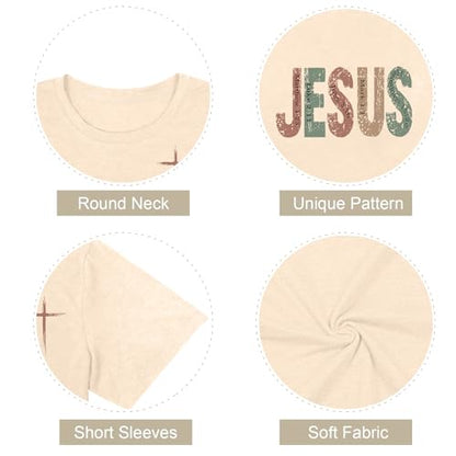Christian Shirts for Women Jesus Tees Faith Shirts Bible Verse Print Tops - color: Apricot2, size: Small
