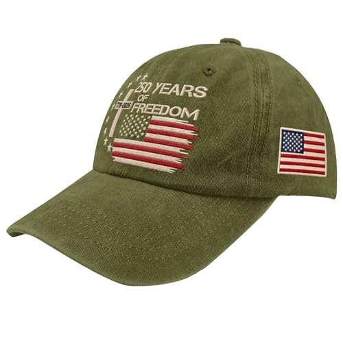 US 250th Anniversary Hat, Patriotic Embroidered Cap, 1776-2026 Freedom Celebration, 250 Years American History Gift Patriots - color: Army Green