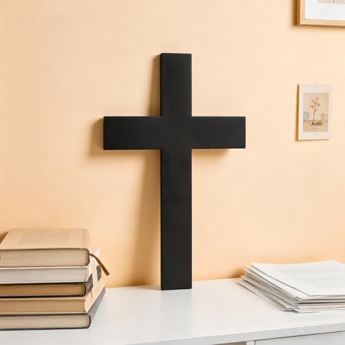 OLYCRAFT Metal Cross Wall Decoration 10.6x6.7 Inch Black Wall Hanging Crucifix Iron Cross Walls Mounted Ornament Metal Decorative Hanging Crosses for Walls Home Weddings Party Favors Decoration