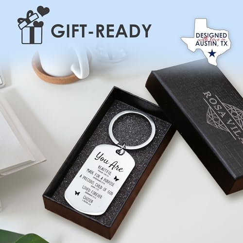 Rosa Vila Keychains For Women & Men, Gifts For Mom, Bonus Mom, Aunt, Sister, Dad, Grandma, Nurse, Teens, Coach, Teacher Pilot - style: Christian Keychain