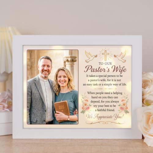 Pastor's Wife Appreciation Light Up Frame, Thank You Religious LED Picture Frame, Christian Birthday Keepsake for Pastor Appreciation Day, 10x9 Inch Tabletop Display. - color: Pastor's Wife