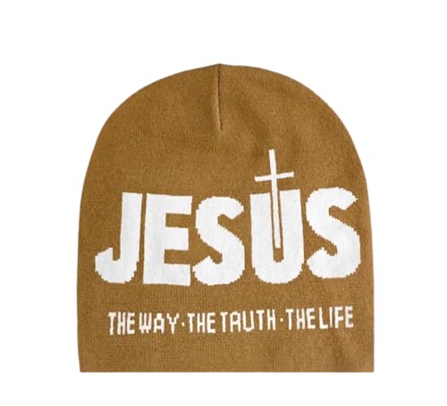 Jesus The Way The Truth The Life Beanie Knit Winter hat Religious Christian Faith Multiple Colors - color: Khaki