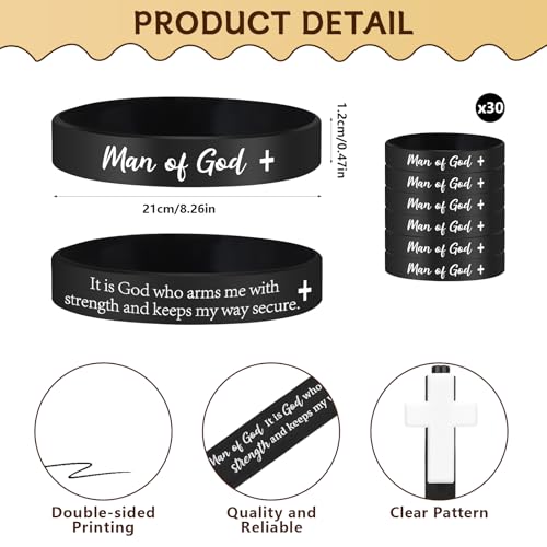 50 Sets Man of God Gifts Bulk Christian Ballpoint Pens with Wristbands Bracelets Bible Verse Cards for Men Father's Day Church Dad Godfather Pastor Religious Christmas Easter Party Favors (Style B) - style: Style B