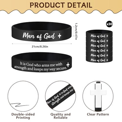 50 Sets Man of God Gifts Bulk Christian Ballpoint Pens with Wristbands Bracelets Bible Verse Cards for Men Father's Day Church Dad Godfather Pastor Religious Christmas Easter Party Favors (Style B) - style: Style B