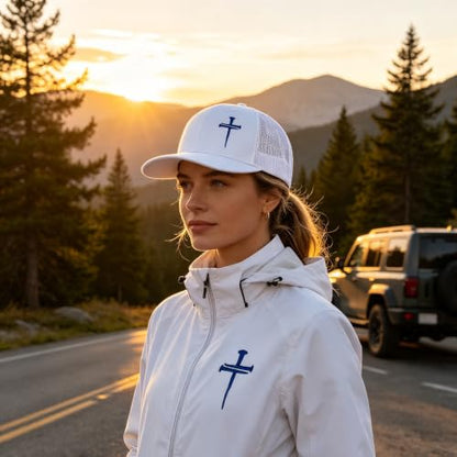 3 Nails Cross Trucker Hat Christian Religious Gifts for Birthday/Christma - color: 3 Nails Cross Trucker Hat All White