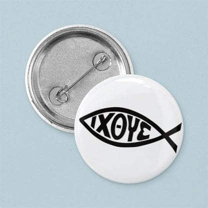 CafePress ICHTHUS FISH 1" Round Mini Button Pin