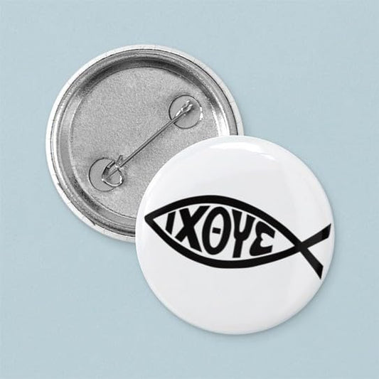 CafePress ICHTHUS FISH 1" Round Mini Button Pin