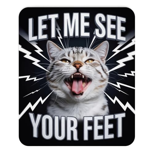 Mousepad Funny Cat Meme Let Me See Your Feet Hilarious Animal Expression Joke Humor Desk Accessory Unique Sarcastic Style Computer Mouse pad Novelty Gaming Mouse Mat Cool Office Decoration - color: Cat Meme