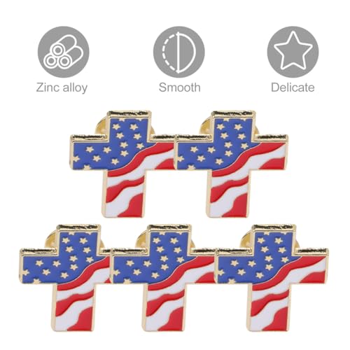 ABOOFAN 20PCS American Flag Lapel Pins, Patriotic Cross Enamel USA Flag Pin with Butterfly Clutch for Men Women, Red White Blue Patriotic Brooch Gift for Veterans Day Memorial Day 4th of July
