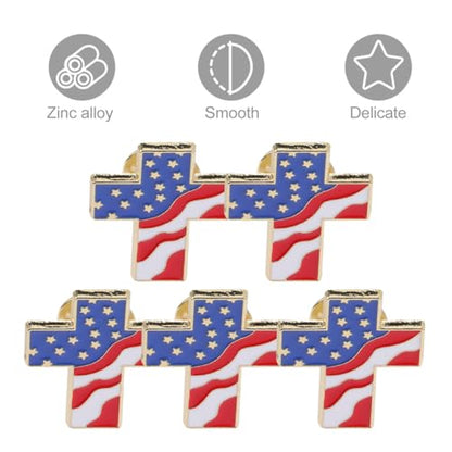 ABOOFAN 20PCS American Flag Lapel Pins, Patriotic Cross Enamel USA Flag Pin with Butterfly Clutch for Men Women, Red White Blue Patriotic Brooch Gift for Veterans Day Memorial Day 4th of July
