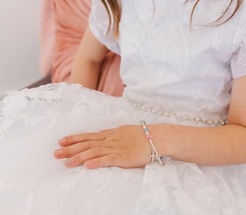 Precious Pieces Kids Crystal Rosary Bracelet, .925 Sterling Silver - color: Multi