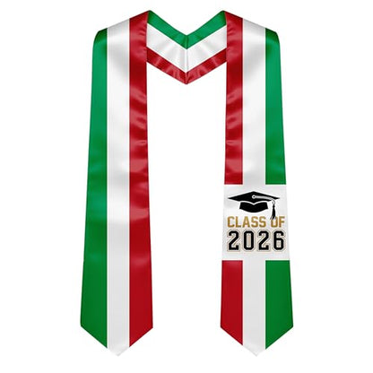 National Flag Graduation Stole Sash - 72" Long Unisex Honors Stole for Students - color: Italy
