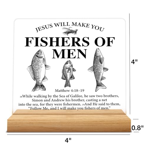 Christian Home Decor, Fishing Gifts for Men Acrylic Desk Sign - color: M60A15
