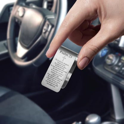 Psalm 23 Car Visor Clip, Christian Faith Visor Clip for Men Women - color: Silver78