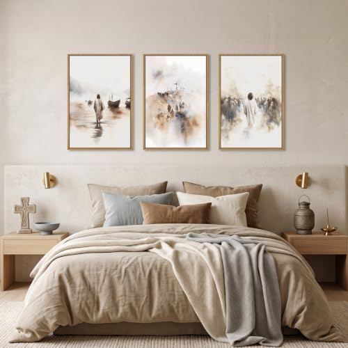 Large Jesus Christian Framed Canvas Wall Art -24"x36"x3 - color: Christian Jesus Wall Art, size: 24"L x 36"W