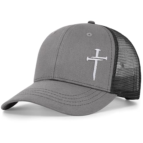 Christian Jesus Cross Hat - Faith Hats for Men Women - Religious Gifts for Thanksgiving Christmas - color: Cross/Grey Black