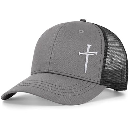 Christian Jesus Cross Hat - Faith Hats for Men Women - Religious Gifts for Thanksgiving Christmas - color: Cross/Grey Black