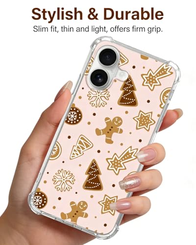 Brown Christmas Tree Gingerbread Phone Case Compatible with iPhone 17, Cute Winter Snowflake Phone Cover for iPhone 17 - color: Brown Christmas