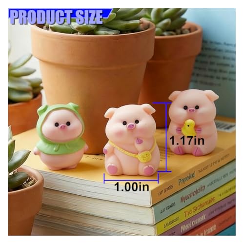 Craedli 6PCS Cute Pig Car Dashboard Decorations, Mini Resin Pigs Figurines Rear View Mirror Accessories, Funny Center Console Ornament Car Interior Decoration for Office Desk Home(Pig) - size: Pig