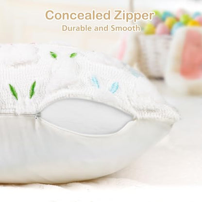 ALFEVA Easter Pillow Covers 20 x 20 Inch Set of 2 Easter Decorations Cute Soft Plush Bunny Throw Pillow, Spring Farmhouse Decorations for Home Sofa Couch Living Room Bedroom - size: 20" x 20" (Pack of 2)