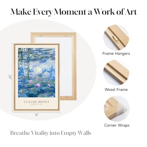 Framed Claude Monet Landscape Wall Art for Living Room, 3 Piece 16x24 Inch - color: Blue and Purple, size: 16"W x 24"Hx3Pcs