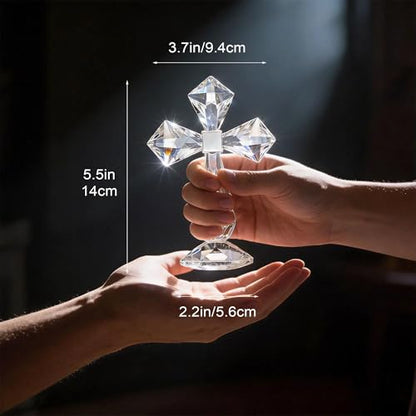 QFkris Clear Crystal Cross Standing Decor - color: Clear