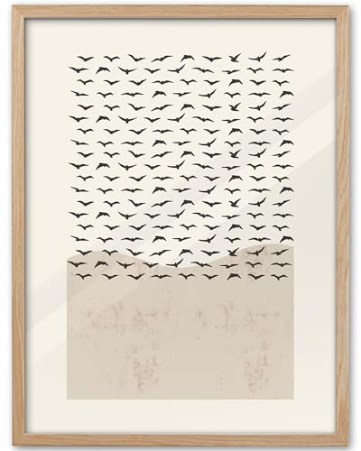 KensTro 16x20 Oak Framed Look at the Birds Christian Wall Art - color: Christian Abstract Birds-Framed, size: 20"L x 16"W