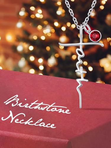 Faith Necklace White/Rose/Gold Birthday Gifts for Wife Her - color: White Gold-01-January