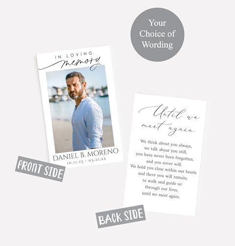 Funeral Memorial Prayer Cards, Double-Sided, Photo Personalized with Prayer, Poem, Memory Card, Celebration of Life Bereavement Poems, Comfort, Remembrance, Sympathy, Funeral Favors