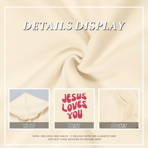 Christian Jesus Loves You Hoodie For Teen Girls Cute Graphic Hoodies Kids Bible Verse Faith Sweatshirt God Pullover - color: Apricot, size: 9-10 Years