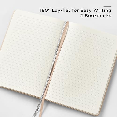 &And Per Se Lined Journal and Pen Set, A5 Leather Hardcover Notebook with Pen & Stationary Set, 160 Pages 100GSM Thick Ruled Paper Journal for Business Work Writing (Light Apricot) - color: Light Apricot