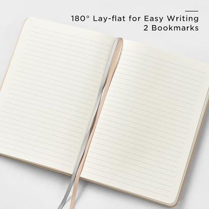 &And Per Se Lined Journal and Pen Set, A5 Leather Hardcover Notebook with Pen & Stationary Set, 160 Pages 100GSM Thick Ruled Paper Journal for Business Work Writing (Light Apricot) - color: Light Apricot