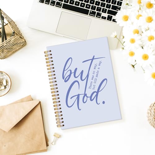 Wheatwin Bible Notebook, But God Christian Notebook Journal, Christian Gifts for Men Women, Inspirational Christian Hardcover Spiral Notebook 5.5x8.3 - Blue - color: But god - Blue