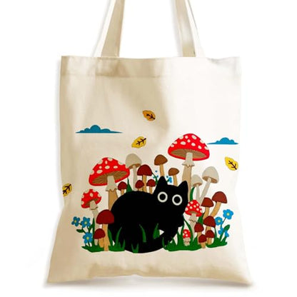 Aesthetics Canvas Tote Bag - Art Design Gift for Women, Reusable Purse Tote Bag with Inner Zip Pocket - style: Cat-04