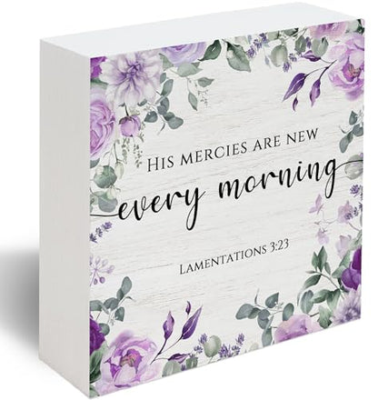 Lamentations 3:23 Bible Verse Sign, Christian Birthday Gifts for Women - color: White02