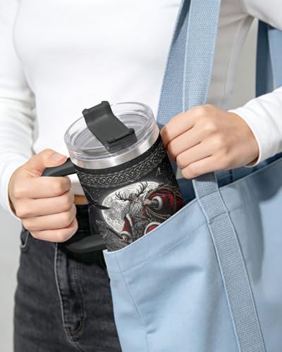 34HD Viking Valhal La Funny Norse 40 oz Tumbler with Handle, Gift for Papa - color: VikingBlack