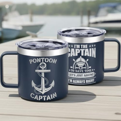 14 Oz Boating Tumbler – Captain & Boat Owner Gift, Nautical Accessories for Men, Pontoon Boater Gift, Funny Boat Lover Drinkware - color: Captain Always Right
