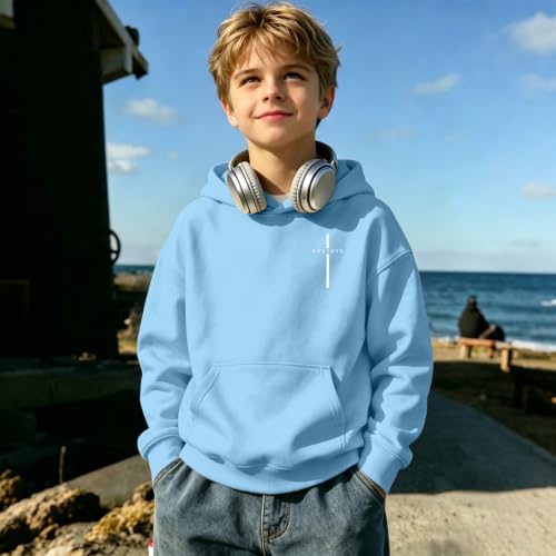 Fkatuzi Christian Graphic Hoodies For Boys Cross Sweatshirt Kids Jesus Hoodie Faith God Religious Bible Verse Believe Tops - color: Light Blue, size: 11-12 Years