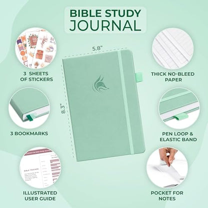 Clever Fox Bible Study Journal, Guide, Supplies for Women A5 Mint Cream - color: Mint Cream, size: A5 (5.8'' x 8.3'')