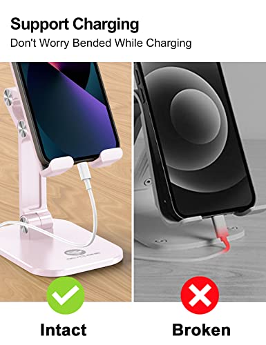 OCYCLONE Phone Stand for Desk, Foldable Cell Phone Stand Holder, Pink - color: Pink
