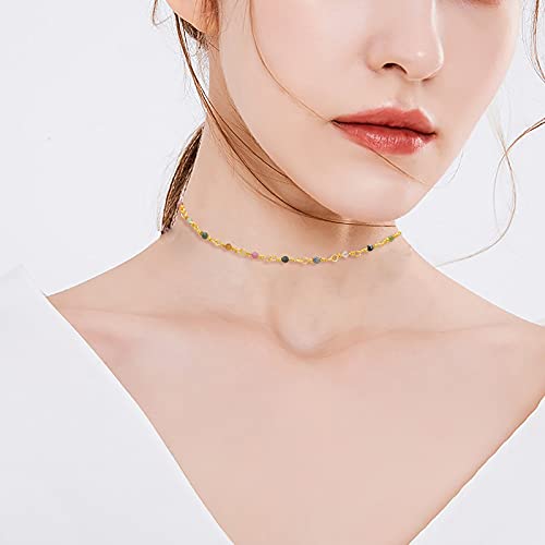 LiQunSweet 32.8 Ft(10 Meters) Natural Tourmaline Gemstone Handmade 2.5mm Beaded Chains with Brass Findings Real Gold Plated Unwelded with Spool Bulk for Men Women Necklace Jewelry Making DIY Crafts - color: Tourmaline 2.5mm