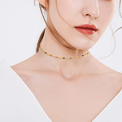 LiQunSweet 32.8 Ft(10 Meters) Natural Tourmaline Gemstone Handmade 2.5mm Beaded Chains with Brass Findings Real Gold Plated Unwelded with Spool Bulk for Men Women Necklace Jewelry Making DIY Crafts - color: Tourmaline 2.5mm