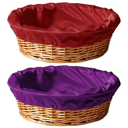 FillTouch 2 Pcs 12 Inches Round Offering Baskets for Church, Purple,Red - color: Purple,Red