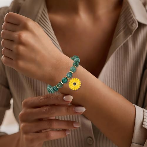 Aelciyue Teacher Appreciation Gifts for Women Thank You Birthday Xmas Valentines Day Gifts for Teachers Bracelets for Women - style: Sunflower 02