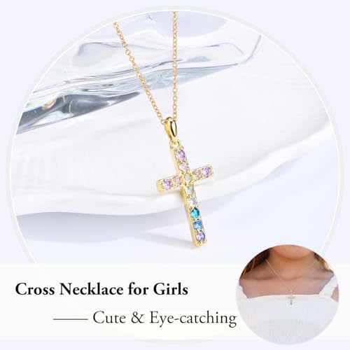 Gold Cross Necklace for Little Girl Daughter Granddaughter Niece Sister - color: To My Daughter