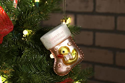 | Baby Girl Stocking Glass Ornament | Baby Collection - color: Clear