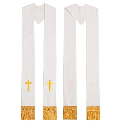 BLESSUME Church Clergy Pastor Cross Embroidered Stole - color: White 6