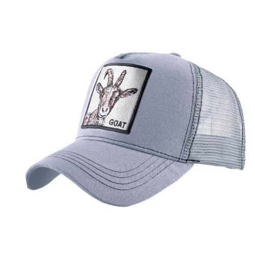 Animal Patch Mesh Trucker Baseball Cap Collection, Embroidered Design, Black - color: Gy1
