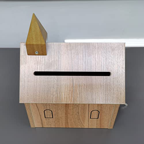 FixtureDisplays® Church Box Collection Box Tithing & Offering Donation Box Overall Dimension Church House Shape 9.43 inches Wide x 6.71 inches deep x 12 inches Tall 21397-SMALL-2D